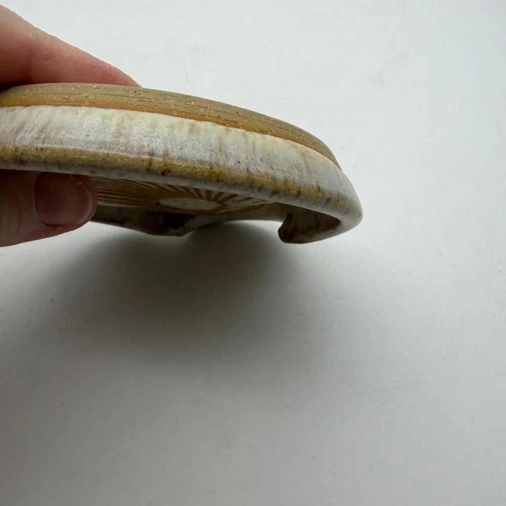 Studio Pottery Seashell Spoon Rest Signed RL Stoneware‎ Scallop Shell Coastal
